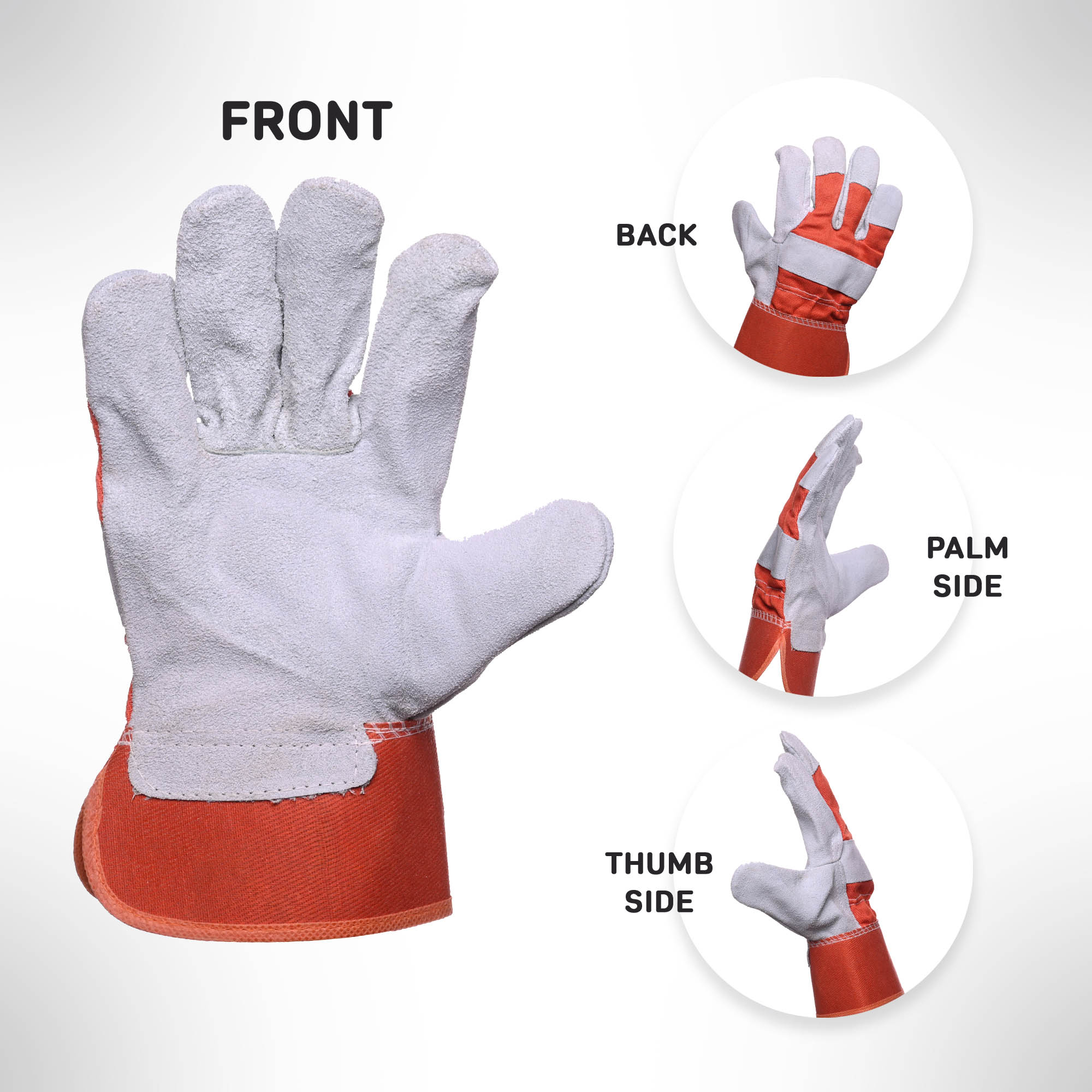 Cow Split Leather Double Palm Work Glove Good American Safety Supplies