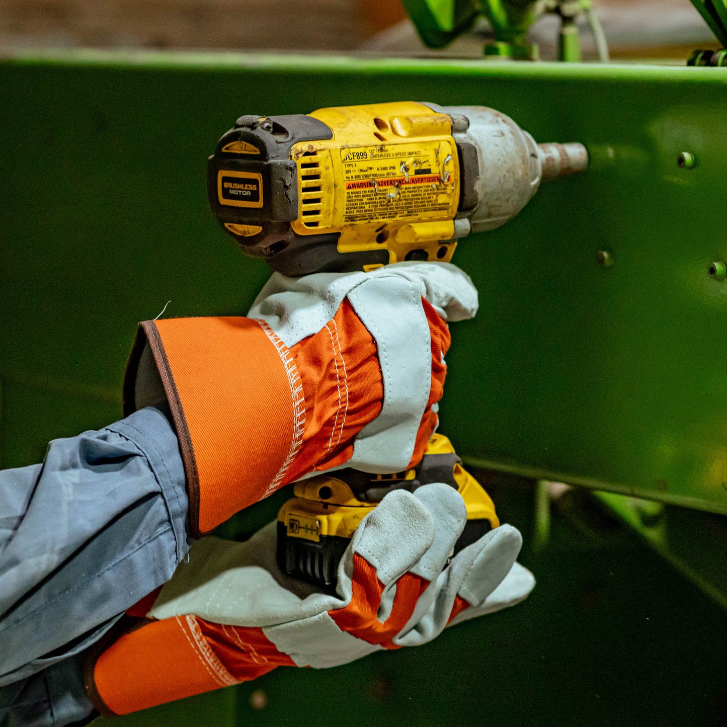 Orange Cow Split Leather Palm Work Glove