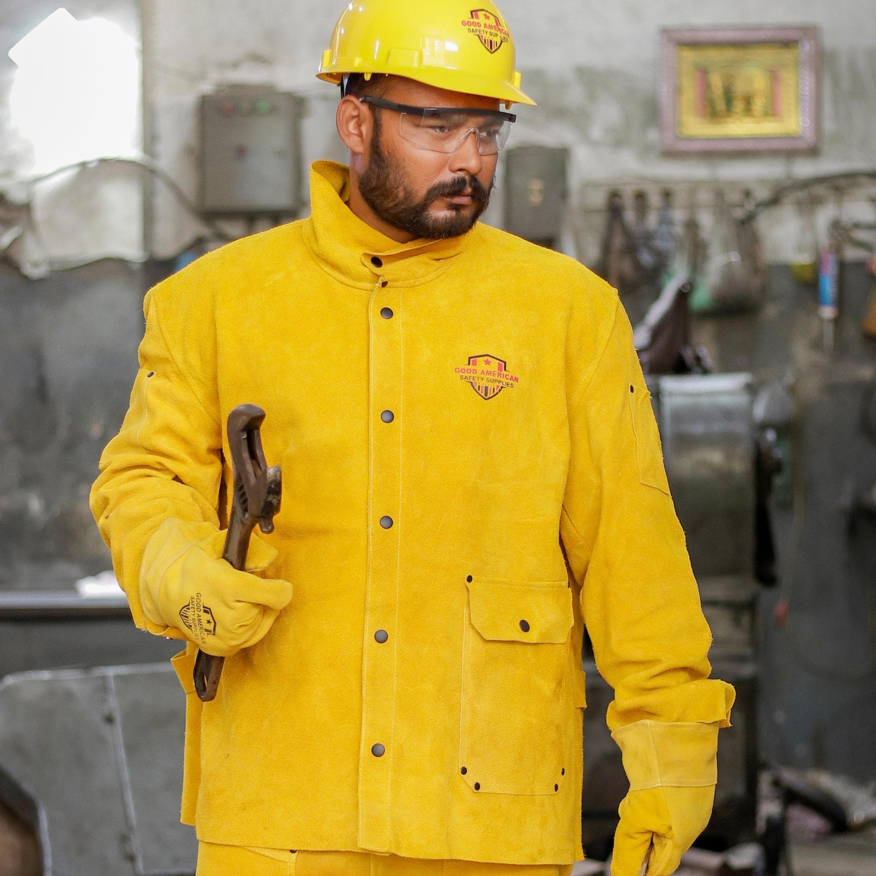 Driver Cow Skin Yellow Leather Welding Gloves Good American Safety Supplies