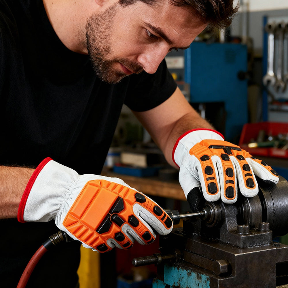 Heavy-Duty Impact Resistant Work Gloves – Premium Leather, High-Visibility Design & Maximum Hand Protection