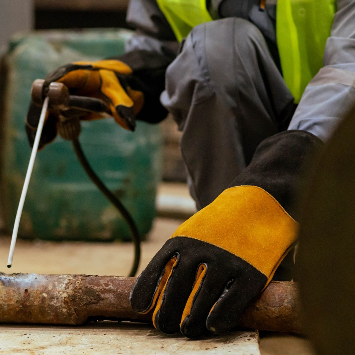 Mig/Stick Flame Retardant Cow Split Leather Welding Glove Good American Safety Supplies