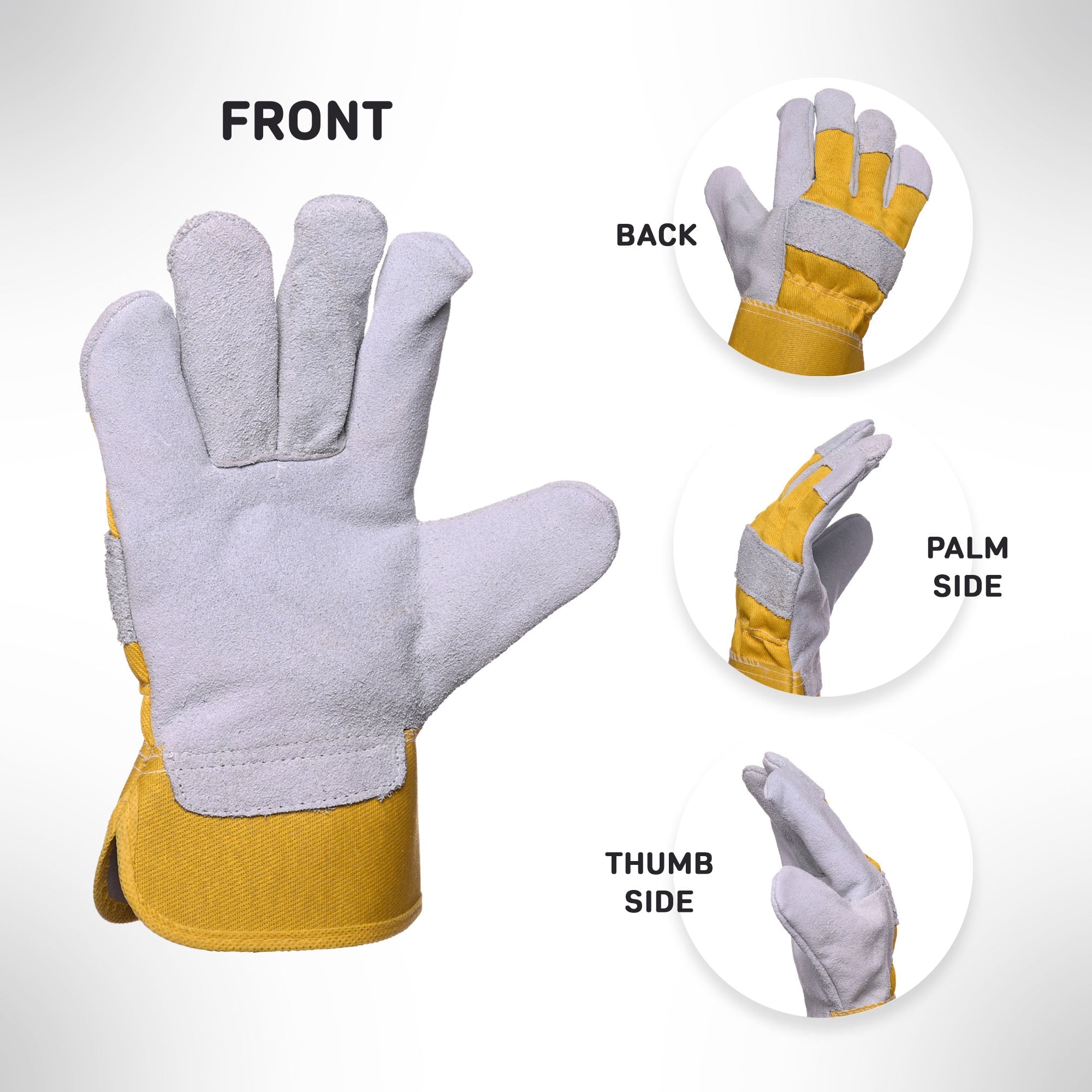 Yellow Cow Split Leather Palm Work Glove Good American Safety Supplies