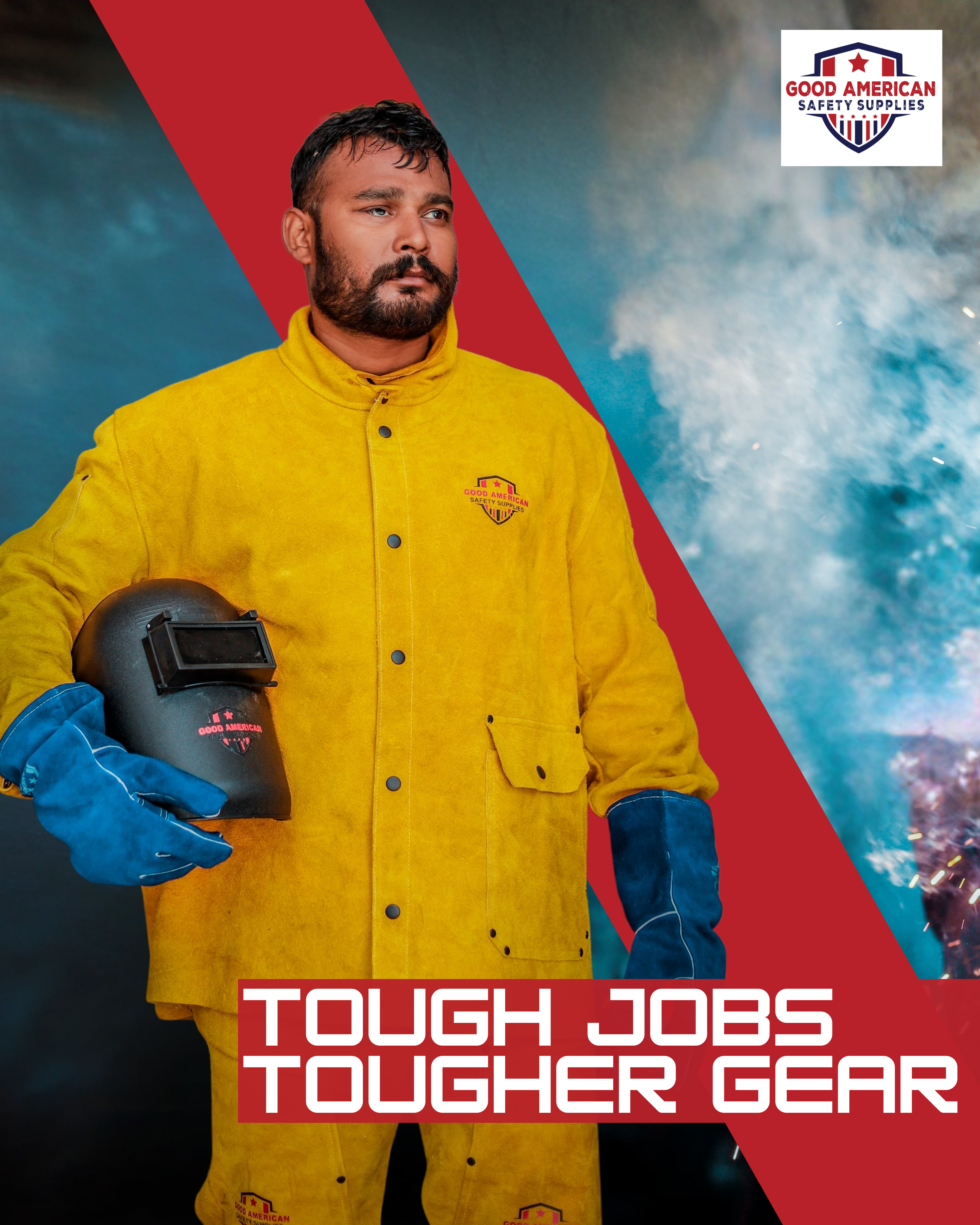 Premium Blue Cow Leather Welding Gloves Good American Safety Supplies