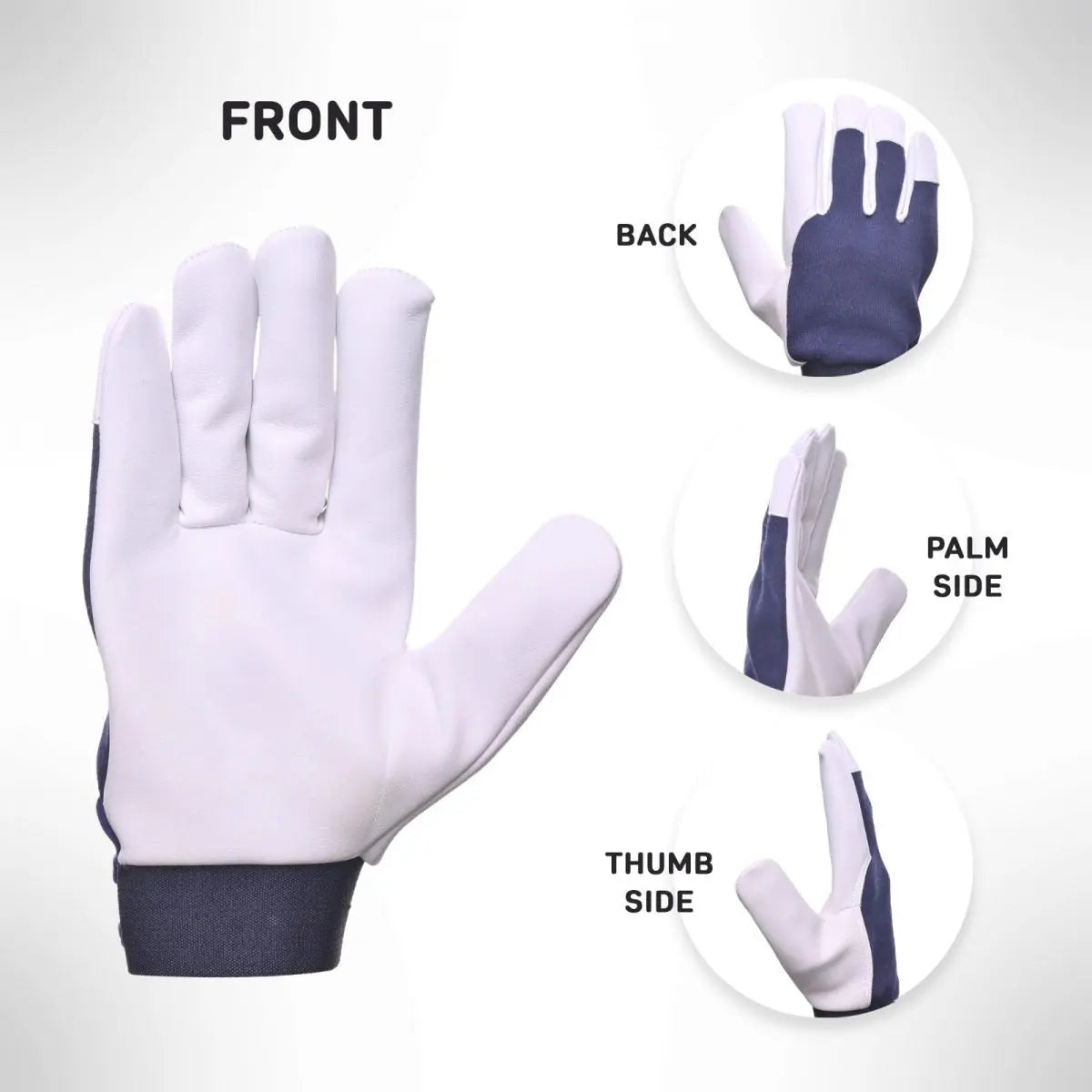 Leather work Glove with Fabric Black Good American Safety Supplies