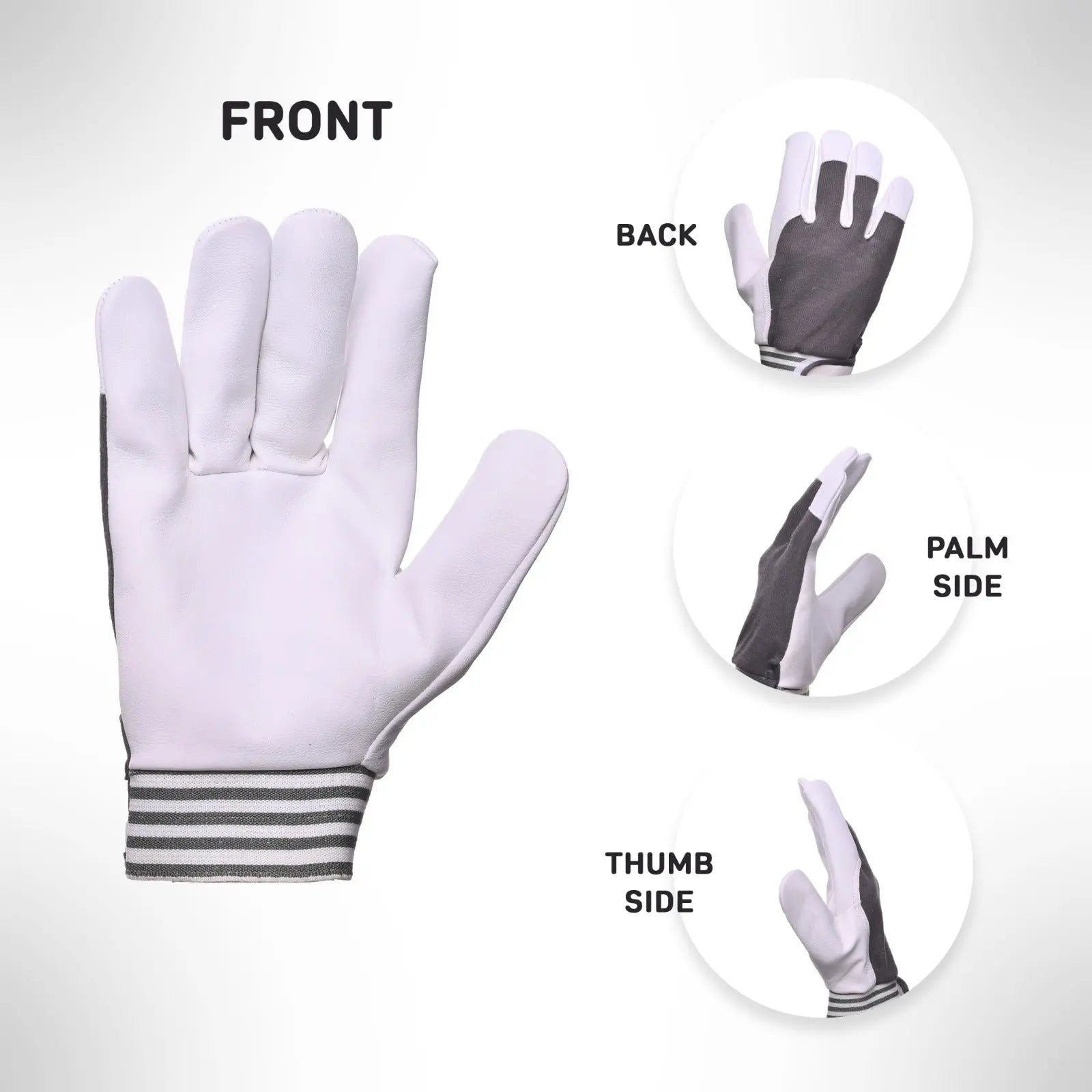 Leather Work glove with fabric Back Good American Safety Supplies