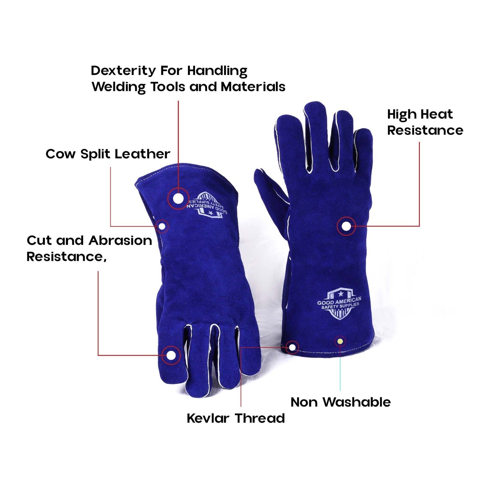 Premium Cow Split Leather Heavy Duty Welding Gloves Good American Safety Supplies