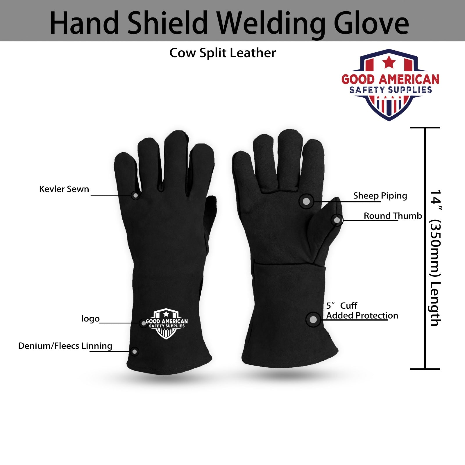 Hand Shield Welding Black Safety Gloves