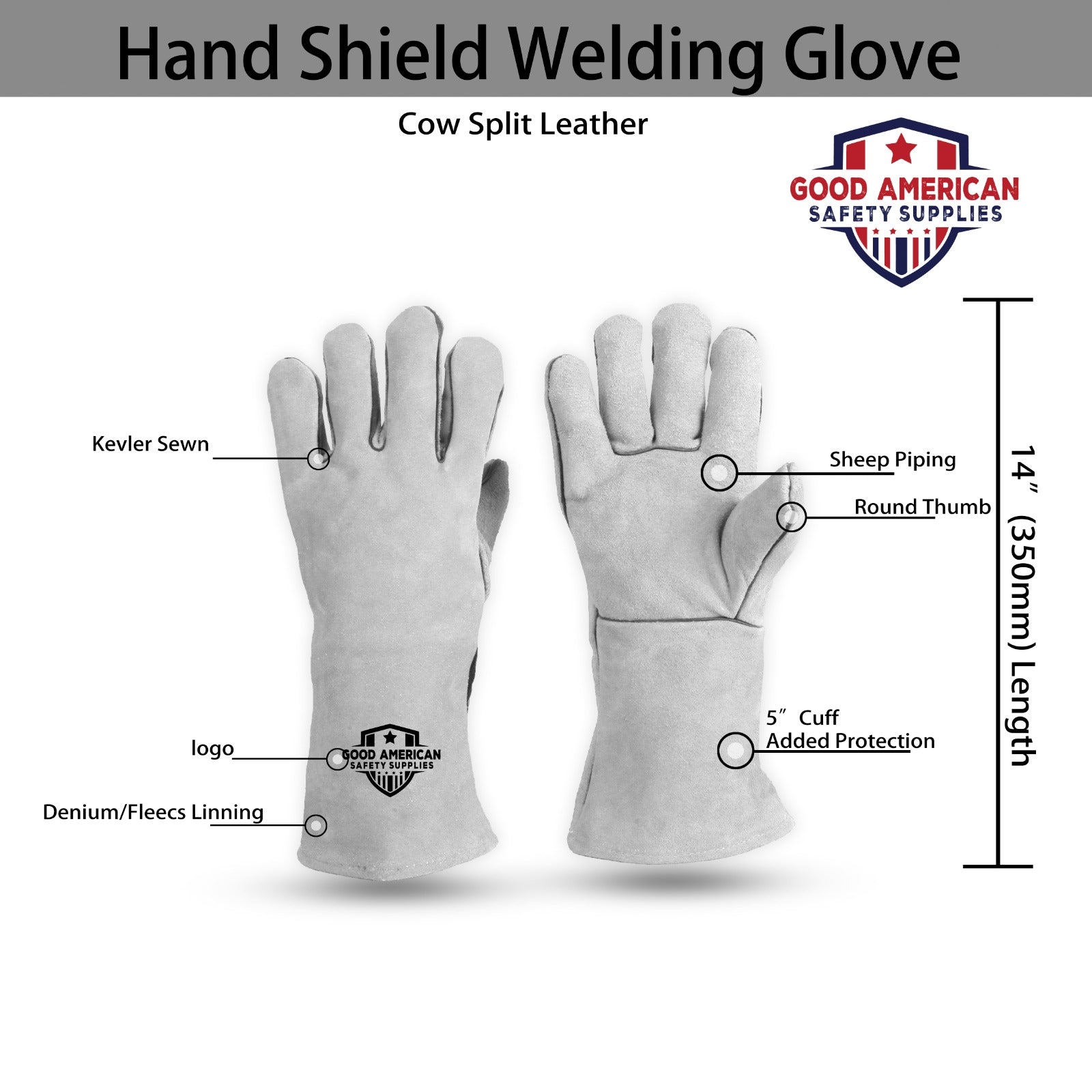 Hand Shield Welding Grey Safety Gloves