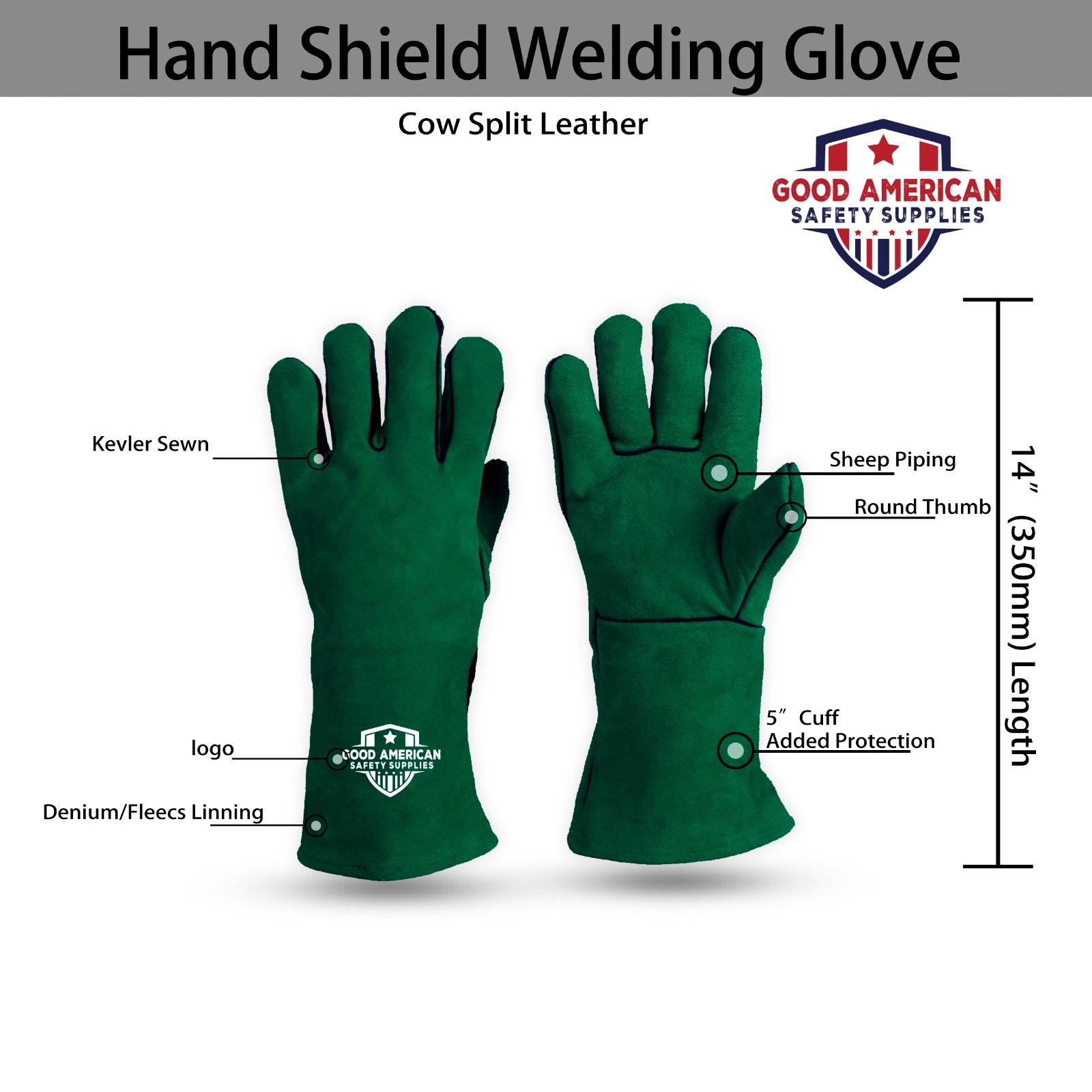 Hand Shield Welding Green Safety Gloves