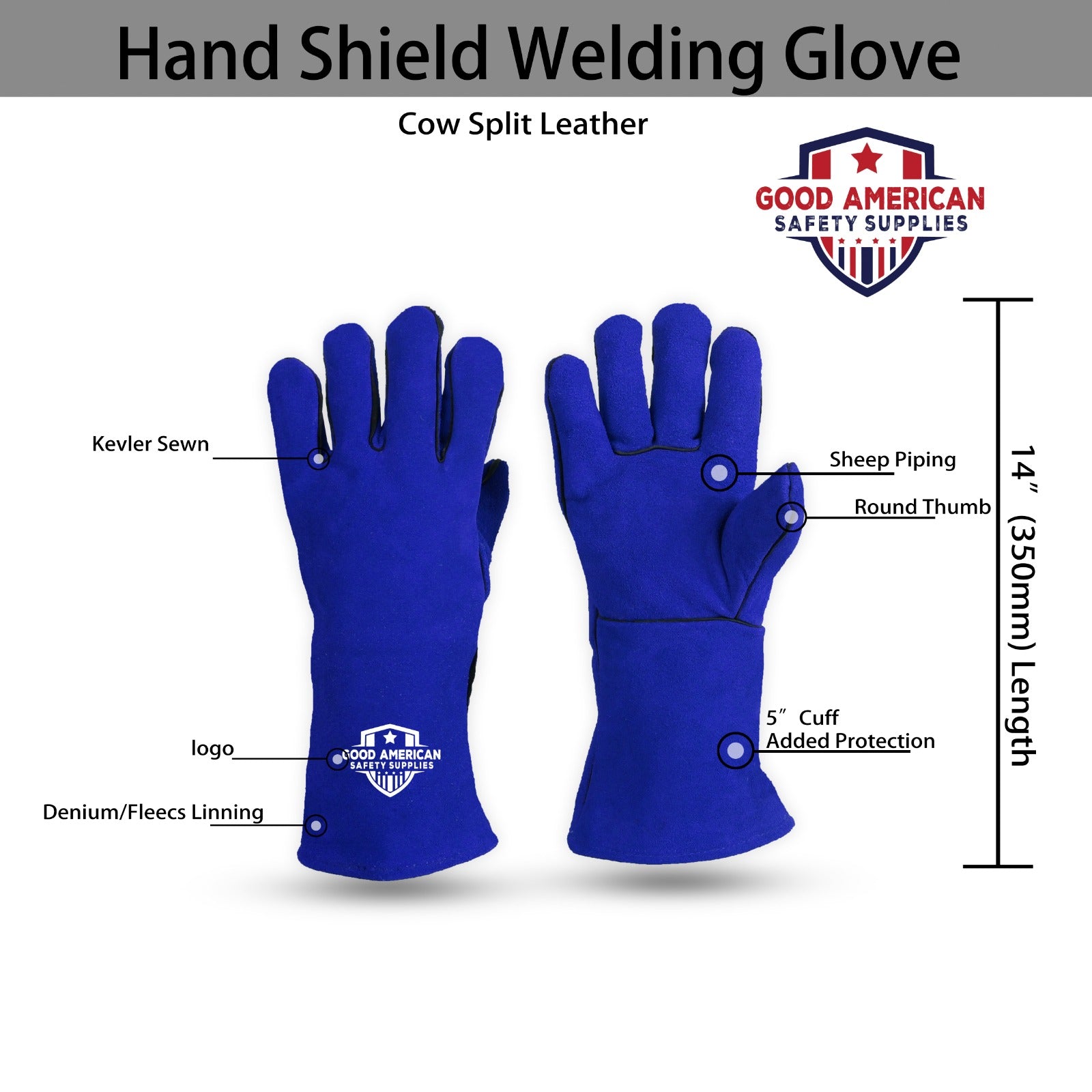 Hand Shield Welding Blue Safety Gloves