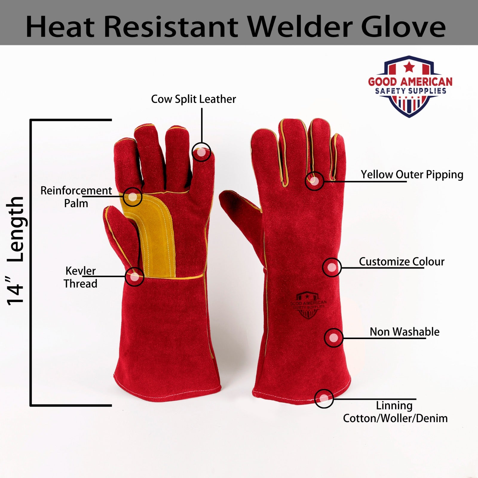 Heat-Resistant Welder Red Gloves