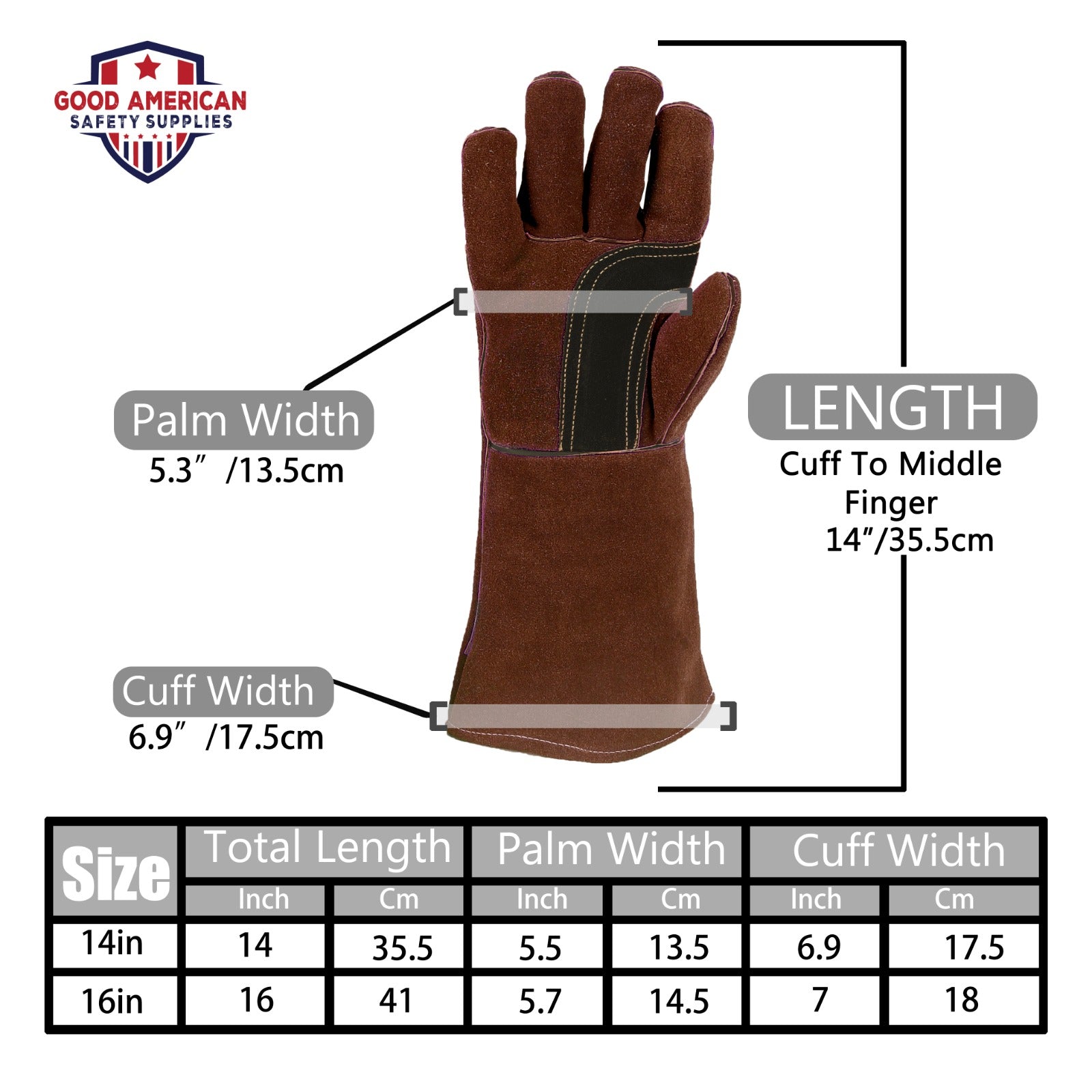 Heat-Resistant Welder Brown Gloves