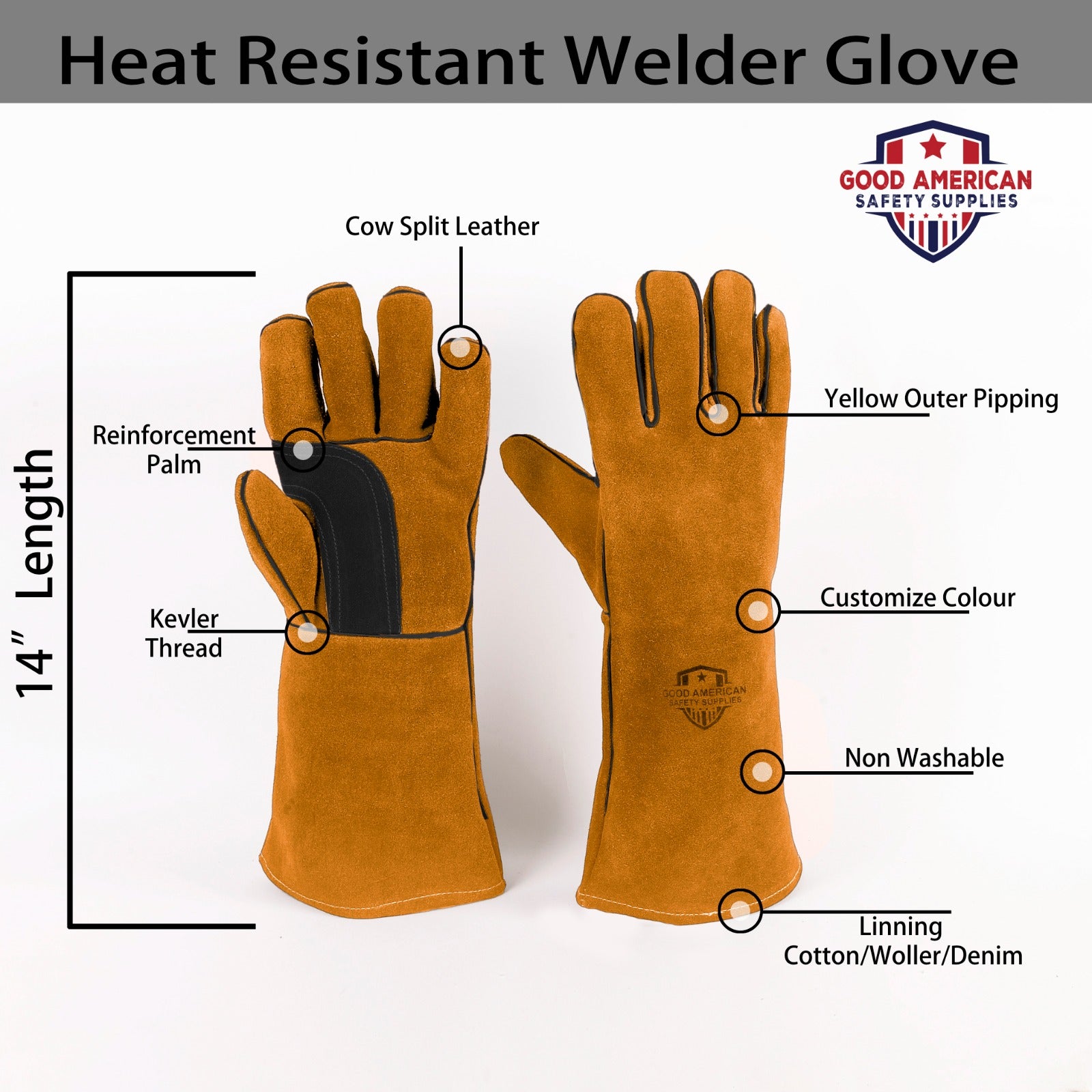Heat-Resistant Welder Yellow Gloves