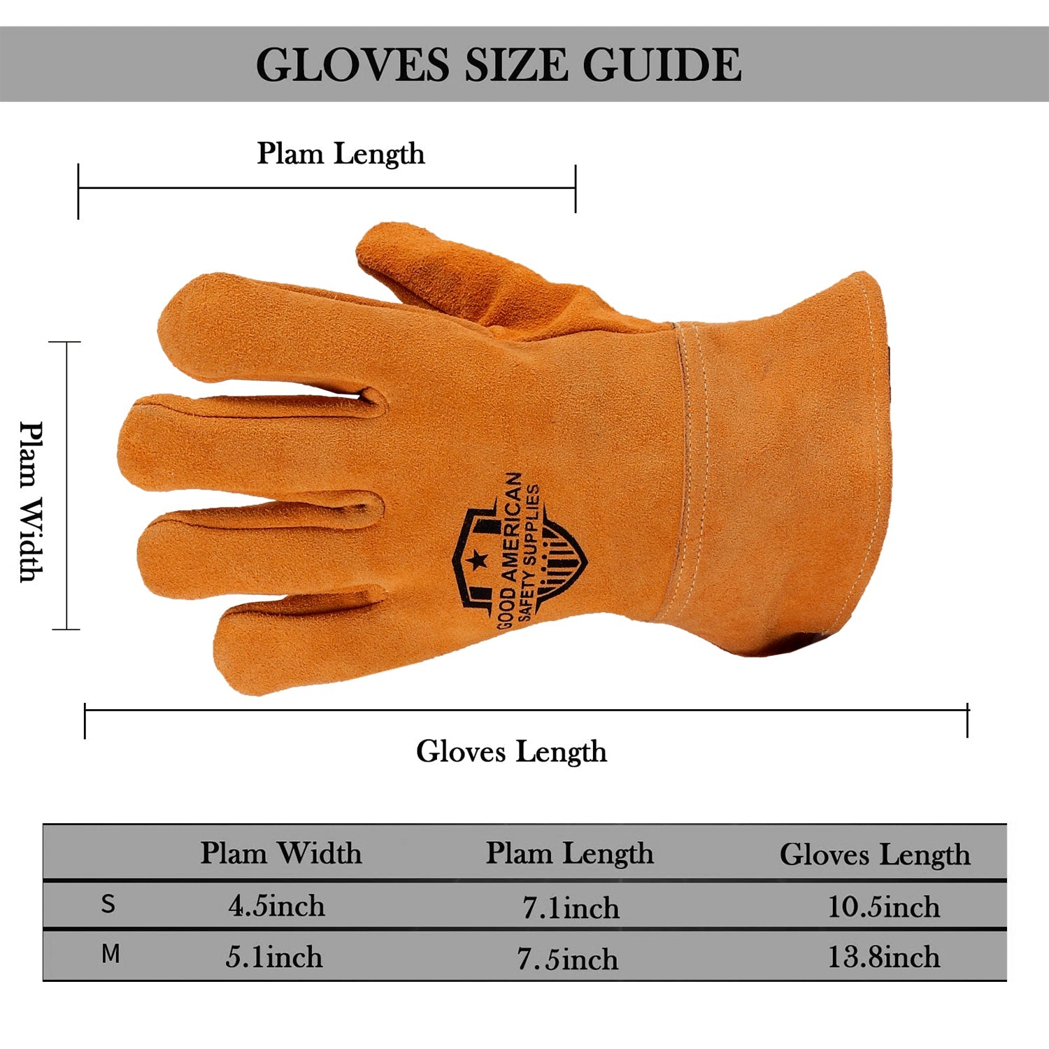 Premium Cow Split Leather Work Gloves Good American Safety Supplies