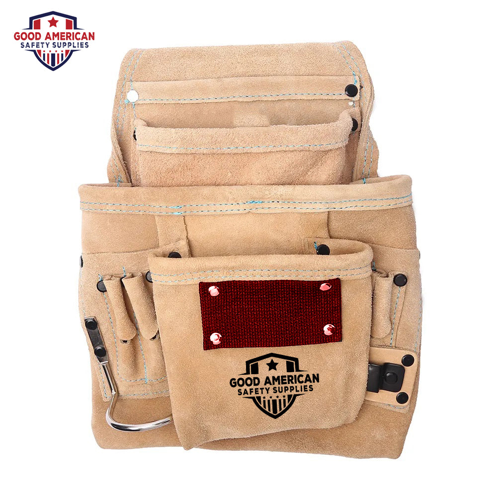 10-Pocket Leather/Nylon Tool Kit – Heavy-Duty Compact Organizer Premium Storage Solution for Tradespeople & Craftsmen Good American Safety Supplies