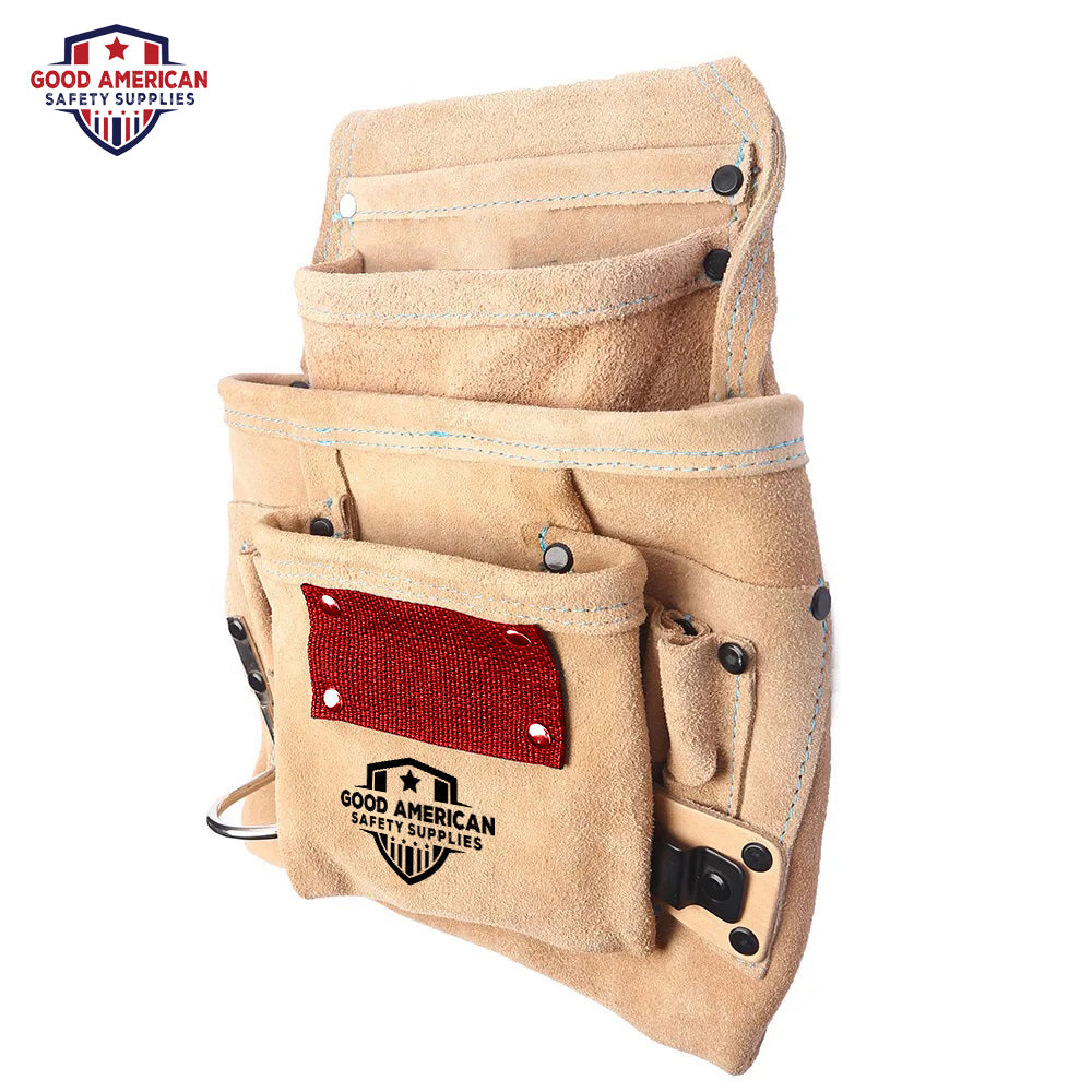 10-Pocket Leather/Nylon Tool Kit – Heavy-Duty Compact Organizer Premium Storage Solution for Tradespeople & Craftsmen Good American Safety Supplies