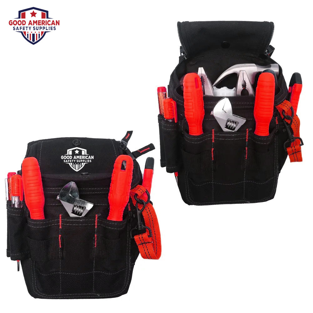 Compact 6-Pocket Tool Pouch – Lightweight Polyester Nylon Organizer Good American Safety Supplies