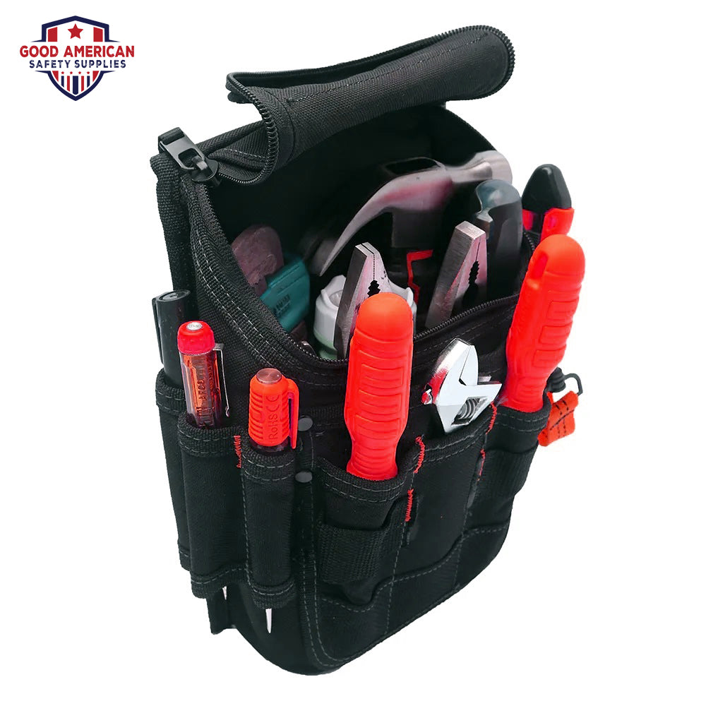 Compact 6-Pocket Tool Pouch – Lightweight Polyester Nylon Organizer Good American Safety Supplies